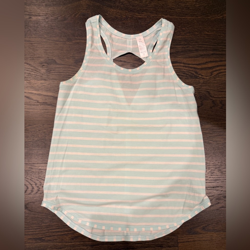 Ivivva by Lululemon Mint and Cream Striped Tank Top
